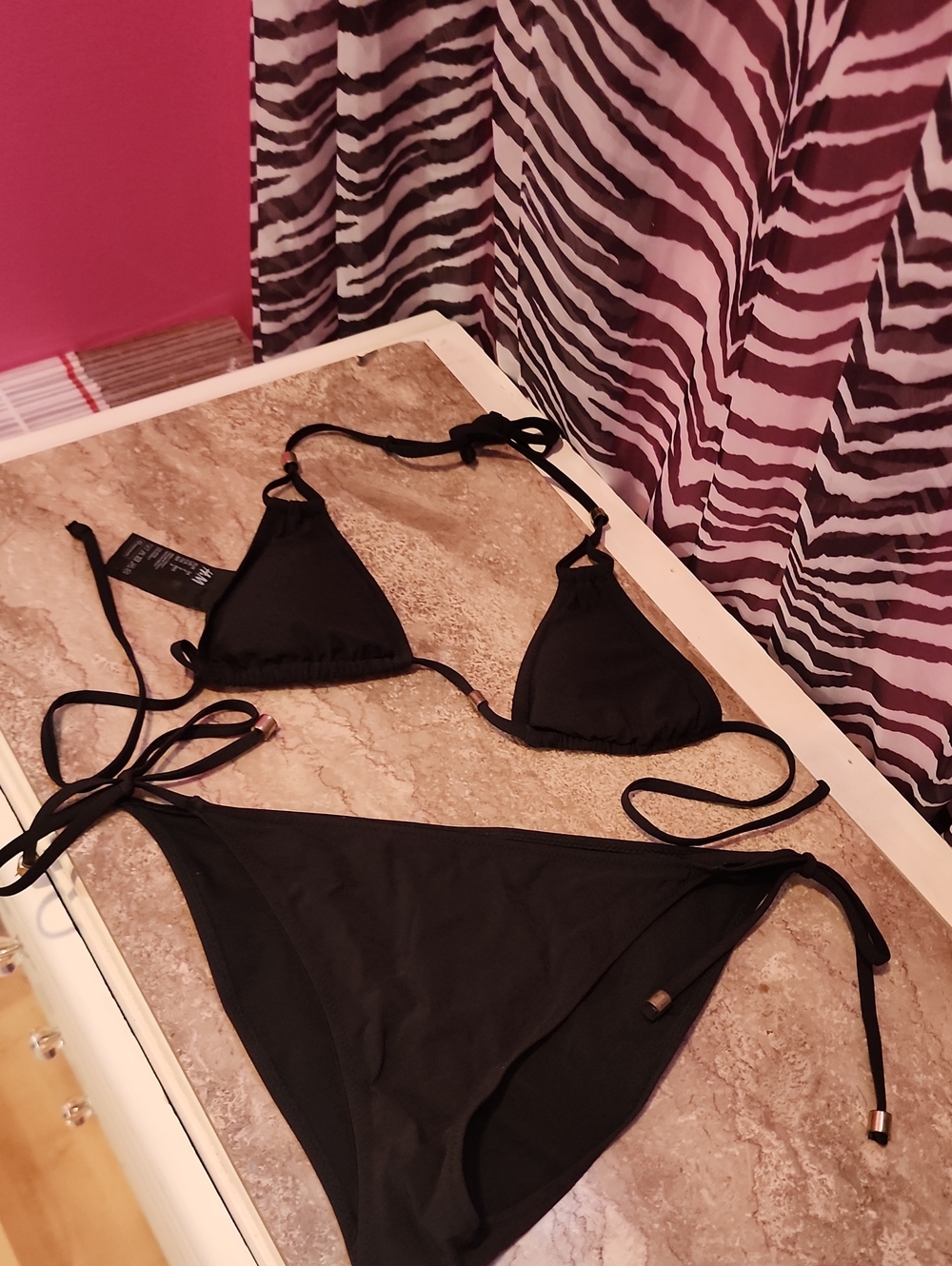 H&M Black Triangle String Bikini Set